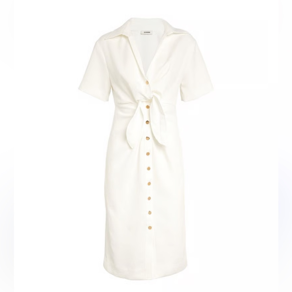 New Nwt Sandro Nacre Tie Shirt Dress